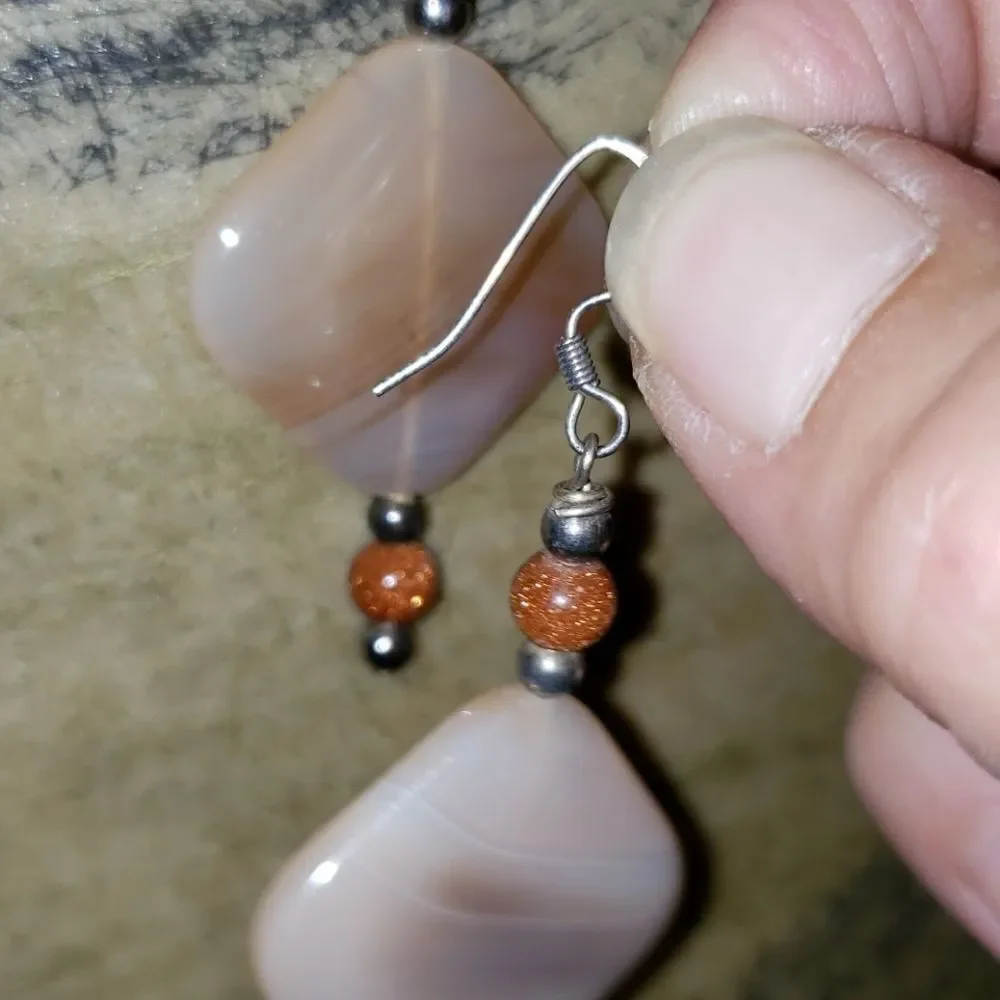 Beautiful Stone & Beaded Dangling Earrings